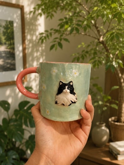 Wheel-Thrown Mug with Pet Portrait